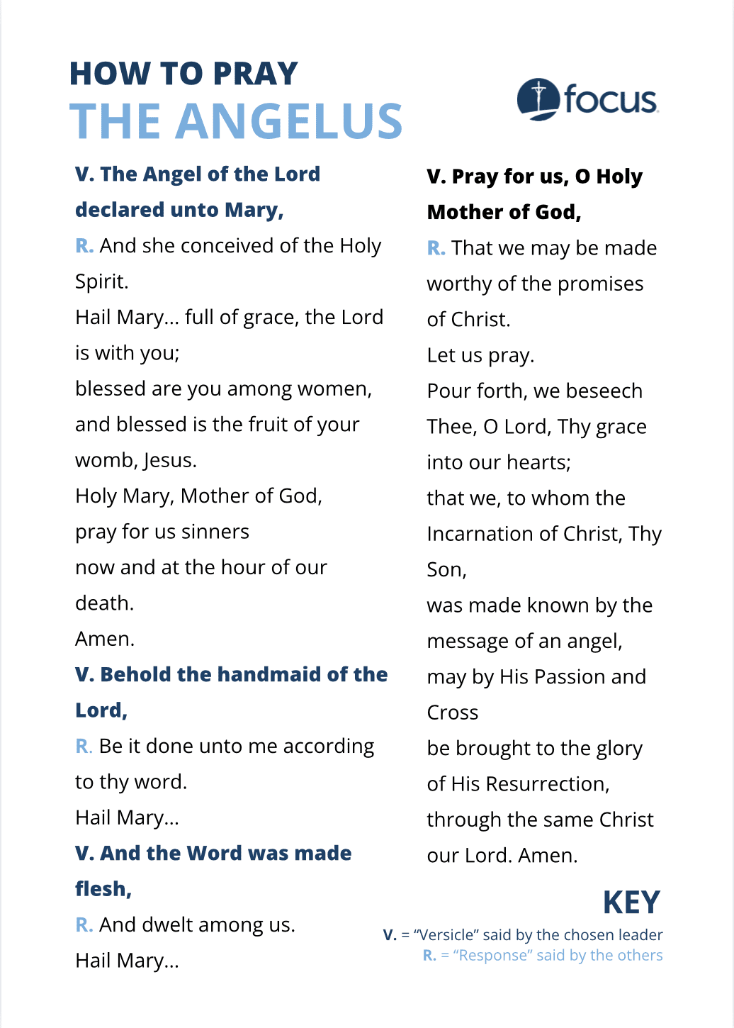 How to Pray the Angelus - FOCUS Parish Card
